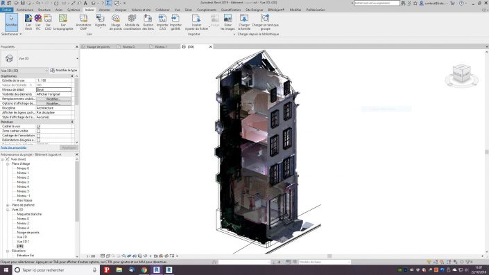 Construction de la maquette numérique d'un immeuble à partir d'une numérisation